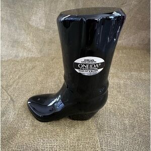 Oneida 24% Lead Crystal Black Boot Figurine Hand Cut and Blown